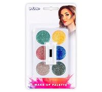 Boland 45100 - Palette de maquillage pailletée 6 couleurs avec applicateur, costume, carnaval, fête à thème, Halloween, théâtre
