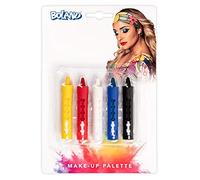 Boland 45101 Lot de 5 crayons de maquillage basiques avec distributeur, crayons de cire, costume, carnaval, fête à thème, théâtre, couleurs de maquillage, Halloween