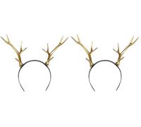 Boland 50025 - Serre-tête en forme de bois de cerf, noir et doré, pour adulte, en plastique, renne, cerf, carnaval, carnaval, Halloween, fête à thème (Lot de 2)