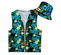 Boland 52173 Costume de touriste, chapeau et gilet, motif floral, vacances, déguisement, carnaval, fête à thème