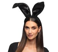 Boland 52358 - Serre-tête lapin XL, tiare noire avec oreilles, accessoires pour déguisements, fête de carnaval, JGA (Lot de 2)