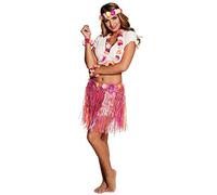 Boland 52430 - Costume de kiki, bandeau, chaîne hawaïenne, bracelets et jupe, costume floral pour carnaval ou fête à thème, JGA, Rose