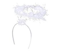 Boland 52860 - Serre-tête avec auréole d'ange, blanc et argent, taille unique, paillettes, marabou, plumes, princesse, Noël, carnaval, Halloween, fête à thème, costume, théâtre, accessoire