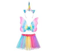 Boland 52874 - Costume de Licorne fée pour Enfant, Taille Unique pour Enfant, Jupe en Tulle, Ailes de fée, Serre-tête avec Oreilles, Corne, Fleurs, Arc-en-Ciel, Tutu, fête à thème, Carnaval