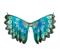 Boland 52876 Ailes de paon, taille 155 x 115 cm, bleu-turquoise/or, motif plumes, costume, carnaval, fête à thème