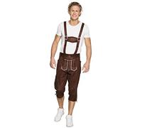 Boland 54277 - Pantalon en Cuir Jan Longueur Mollet, Taille L/XL, Pantalon Marron Aspect Cuir, Bavarois, Costume Traditionnel, fête foraine, Costume, Carnaval, soirée à thème