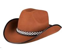 Boland 54370 - Chapeau de Cowboy Junior pour Enfant, Marron, Bordure, Taille Unique, Carnaval, Halloween, fête à thème, Costume, théâtre, déguisement, Accessoire