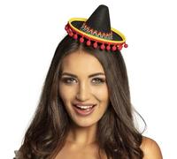 Boland 54423 Serre-tête Sombrero avec pompons, mexicain, costume, soirée à thème, carnaval,Multicolore,Taille unique