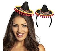 Boland 54423 Serre-tête Sombrero avec pompons, mexicain, costume, soirée à thème, carnaval,Multicolore,Taille unique