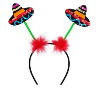 Boland 54424 - Tiare avec sombreros branlants, serre-tête pour femmes et hommes, avec mini-chapeau, coiffe pour une fête mexicaine (Lot de 2)