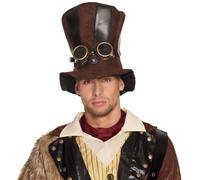 Boland 54514 - Chapeau Starepunk avec lunettes d'aviateur, marron, style victorien, fête à thème, fête de thème, carnaval