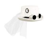 Boland 54563 Chapeau Marrypunk, avec lunettes et voile Blanc Steampunk, Mariée, Fête à thème, Carnaval