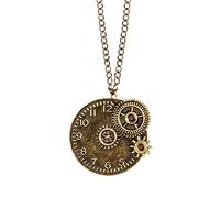 Boland 54569 - Collier Steampunk doré pour adulte - Bijou avec pendentif - Mouvement - Engrenages - Timepunk - Carnaval - Mardi Gras - Halloween - Fête à thème
