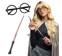 Boland 54588 - Kit magicien avec lunettes rondes et baguette magique, kit de costume pour carnaval, apprenti sorcier