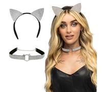 Boland 54589 - Kit de costume Diamond Cat, diadème, collier et serre-tête chat, coiffe, accessoires pour costumes ou soirées à thème
