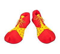 Boland 55519 - Clown Chaussures de clown en tissu, 1 paire, taille unique pour adulte, jaune/rouge, couvre-chaussures pour carnaval, carnaval, Halloween, soirée à thème