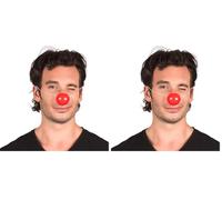 Boland 55522 - Nez de Clown en Plastique avec élastique - 24 pièces - Rouge - Super Tenue - Amusant - Accessoire de fête à thème - Carnaval (Lot de 2)