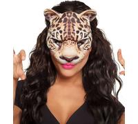 Boland 56731 - Demi-masque léopard, impression réaliste, masque avec élastique pour carnaval ou fête à thème, accessoires pour costumes d'animaux, déguisements de carnaval