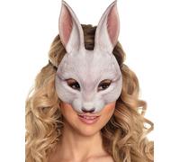 Boland 56734 - Demi-masque lapin, impression réaliste, masque avec élastique pour carnaval ou fête à thème, accessoires pour costumes d'animaux, déguisements de carnaval