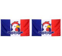 Boland 62035 - Drapeau de décoration Allez France, taille 90 x 150 cm, France, poule, drapeau, polyester, bannière, décoration murale, football, coupe du monde, championnat d'Europe (Lot de 2)