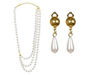 Boland 64523 - Parure de bijoux en perles, boucles d'oreilles et collier, boucles d'oreilles, collier de 20, charleston, bijoux de mode, costume, carnaval, fête à thème