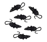 Boland 72077 Lot de 6 Souris décoratives Noires en Plastique pour décoration de Table