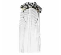 Boland 72126 - Serre-tête de mariée zombie avec voile, roses et têtes de mort - Costume gothique, carnaval, fête à thème, Halloween