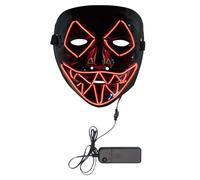 Boland 72256 Masque LED Killer Smile Rouge Fonctionnement à piles 2 x AA Lumière LED Masque facial Accessoire Halloween Carnaval Fête à thème