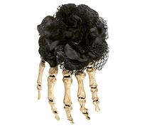 Boland 72270 Pince à cheveux en forme de main de squelette Noir/blanc avec fleur