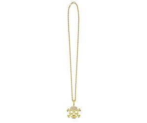 Boland - 72326 - Collier tête de mort, or, collier pour carnaval et Halloween, bijoux fantaisie, accessoires de déguisement