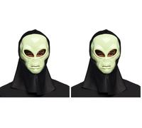Boland - 72374 - Masque facial Alien avec capuche, masque de tête, masque pour Halloween et Carnaval (Lot de 2)