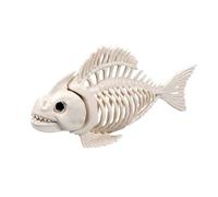Boland 72400 Fish Skeleton, Size 24 cm, Moveable Mouth, Dummy Made of Plastic, Decoration for Halloween, Carnival or Theme Party, Beige/Black