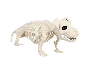 Boland 72416 Squelette pour chien, taille 52 cm, bouche mobile, chien, factice, en plastique, décoration pour Halloween, carnaval ou fête à thème, beige-noir