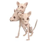 Boland 72423 - Squelette Déco, 33 cm, 3 têtes de déco, squelette de chien, décoration, déco Halloween, déco de fête