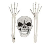 Boland 73044 Ensemble de 3 pièces pour décoration de squelette Crâne et bras Os Kit de décoration Halloween Carnaval Fête à thème