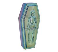 Boland 73059 - Boîte de rangement avec couvercle pour déco Halloween, boîte cercueil en plastique, déco squelette