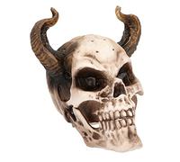 Boland 73082 - Tête de mort diable déco, 20 cm, Figurine déco, Crâne avec cornes, Décoration, Décoration Halloween, Décoration de fête