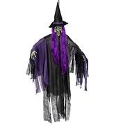 Boland - 73092 - Sorcière suspendue, 146 cm, décoration suspendue pour Halloween avec lumière, piles incluses, décoration de fête, décoration d'horreur pour fête à thème