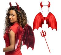 Boland 73195 - Ensemble de déguisement Diable Azara, Ensemble Comprenant Un Serre-tête, des Ailes et Un Trident, Accessoires pour déguisements, Halloween, Carnaval et soirées à thème