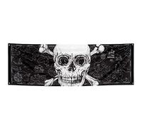 Boland 74109 - Bannière pirate 74 x 220 cm en polyester, tête de mort, décoration murale, décoration murale, drapeau, décoration de fête, anniversaire, Halloween, fête à thème, carnaval