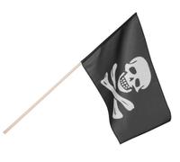 Boland 74163 Drapeau de pirate, 45 x 30 cm, avec bâton, noir/blanc