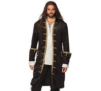 Boland 74178 Veste de pirate pour homme, noir/or, manteau pour homme, pirate, costume de carnaval, fête à thème