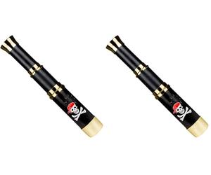 Boland 74313 Télescope Pirate 18 à 32 cm Diamètre 4 cm Plastique Télescope Extensible Boucanier Marin Jouet Accessoire, Noir avec des Accents Dorés (Lot de 2)