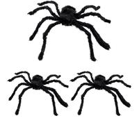 Boland 74394 - Araignée poilue, Taille Max. 70 cm, décoration en Peluche pour Halloween, Carnaval ou fête à thème, décoration de fête effrayante (Lot de 3)