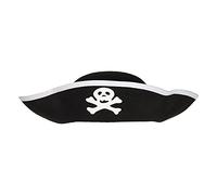 Boland 81909 - Chapeau de pirate à trois pointes, taille unique, pirate, pirate, capitaine, pompiers, noir, tête de mort, carnaval, fête à thème, Halloween, déguisement, théâtre