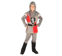Boland 82136 - Costume enfant Sir Templeton, chevalier, médiéval, armoiries sur la poitrine, coiffe, manchettes pour bottes, Carnaval, Mardi gras, Fête à thème, Gris, 128