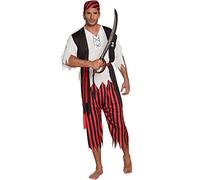 Boland 83845 - Costume Pirate, taille M / L, ensemble bandana, chemise avec gilet, ceinture et pantalon, pour hommes, Carnaval, Fête à thème, Blanc