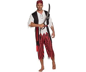 Boland 83845 - Costume Pirate, taille M / L, ensemble bandana, chemise avec gilet, ceinture et pantalon, pour hommes, Carnaval, Fête à thème