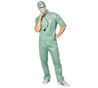 Boland 83887 - Costume Docteur Taille M/L Bonnet Bandeau avec réflecteur, masque, stéthoscope, t-shirt, pantalon, chirurgie, médecin, opération, déguisement, carnaval, soirée à thème.