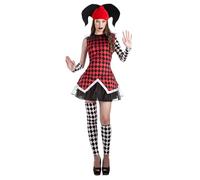 Boland - 84068 - Costume d'adolescente Arlequin pour filles, 14-16 ans, costume de carnaval pour Halloween, carnaval ou fête à thème